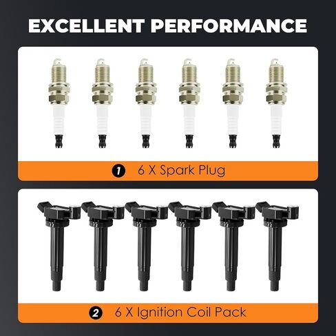 UF267 Ignition Coil and Platinum Spark Plug Set of 6 Compatible with ES300 ES330 RX300 RX330 RX400H Camry Sienna Avalon Highlander Solara 3L 3.3L V6 90919-02234 9008019016 in Saudi Arabia