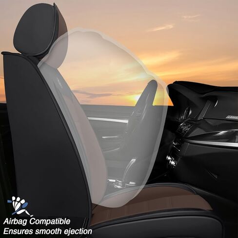 Seat Covers Custom Fit for Infiniti JX35 2013, 7 Seat, Compatible Airbag Non-Slip Waterproof Leather Seat Cover, Luxury Interior Car Seat Covers Full Set with Pillow, Black Coffeer in Saudi Arabia