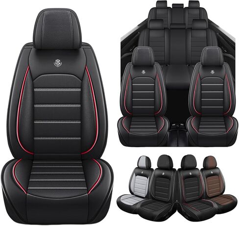 Seat Covers Custom Fit for Infiniti JX35 2013, 7 Seat, Compatible Airbag Non-Slip Waterproof Leather Seat Cover, Luxury Interior Car Seat Covers Full Set with Pillow, Black Coffeer in Saudi Arabia