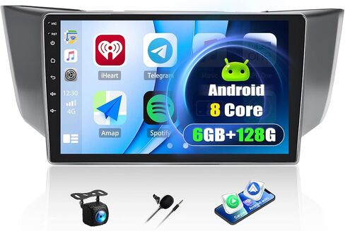 UNITOPSCI 4G+64G 8 Core Android 13 Car Stereo for Lexus RX300/RX330/RX350/RX400H 2004-2009 Radio Wireless CarPlay Android Auto GPS 9" Touchscreen Bluetooth 5.0 DSP WiFi FM/RDS SWC + Backup Camera Mic in Kuwait