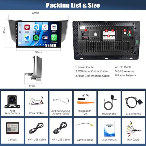 UNITOPSCI 4G+64G 8 Core Android 13 Car Stereo for Lexus RX300/RX330/RX350/RX400H 2004-2009 Radio Wireless CarPlay Android Auto GPS 9" Touchscreen Bluetooth 5.0 DSP WiFi FM/RDS SWC + Backup Camera Mic in Kuwait