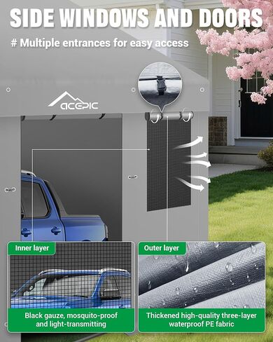 Upgraded 13x20 Heavy Duty Carport，Features Roll-up Windows & Doors, Portable Garage with UV Resistant Waterproof All-Season Tarp for Car, Truck, Boat in Saudi Arabia