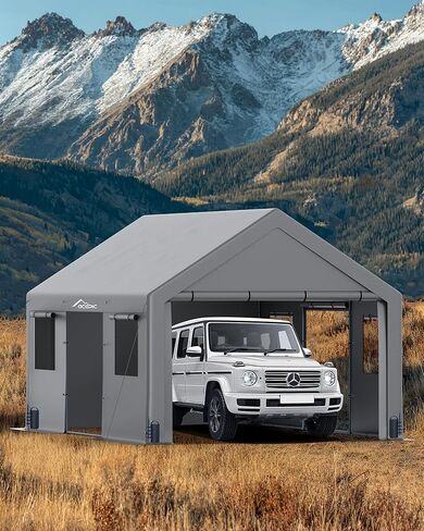 Upgraded 13x20 Heavy Duty Carport，Features Roll-up Windows & Doors, Portable Garage with UV Resistant Waterproof All-Season Tarp for Car, Truck, Boat in Saudi Arabia