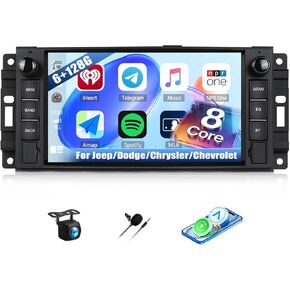 [2+64G] ستيريو سيارة Android 13 لسيارة Jeep Wrangler JK/Dodge RAM/Chrysler 300C/Chevrolet مع Carplay اللاسلكي وAndroid Auto، راديو سيارة بشاشة لمس 7 بوصة مع BT FM/RDS HiFi WiFi GPS Dual USB+كاميرا احتياطية in Kuwait