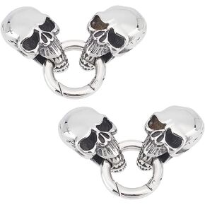 UNICRAFTALE 2Pcs Spring Gate Rings 304 Stainless Steel Tibetan Style Skull Spring Clasps Antique Silver 13mm Inner Diameter Carabiner Keyring Skeleton Snap Rings Buckle for Decoration Keychain Making in Saudi Arabia
