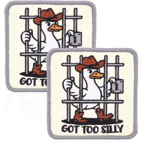 2pcs Got Too Silly Goose Patch, 3 Inch Funny Ironing On Patches Embroidered Cartoon Applique Silly Goose Sew on Applique for Clothing Bags Backpacks Jeans Hats in Kuwait
