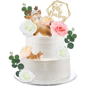 Taiyin 12 Pcs Baby Deer Cake Toppers Figurines Cute Woodland Cake Toppers Decorations for Baby Shower Birthday Party Supplies Wedding Woodland Decor(Elegant Style) in Saudi Arabia
