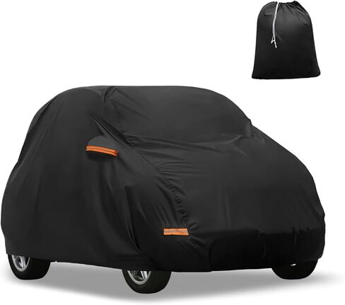 Car Cover for Smart Fortwo 2007-2023 210D-PU Oxford Outdoor Full Car Cover All Weather Waterproof Windproof Protection with Driver Door Zipper Black Replacement Durable Material in Saudi Arabia