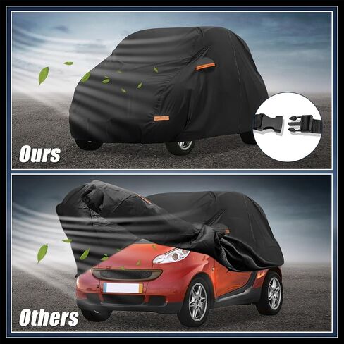 Car Cover for Smart Fortwo 2007-2023 210D-PU Oxford Outdoor Full Car Cover All Weather Waterproof Windproof Protection with Driver Door Zipper Black Replacement Durable Material in Saudi Arabia