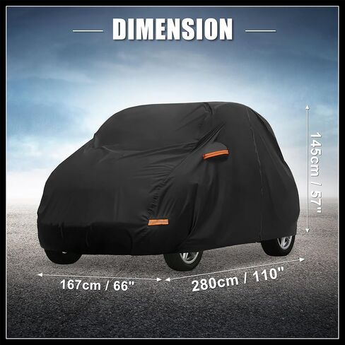 Car Cover for Smart Fortwo 2007-2023 210D-PU Oxford Outdoor Full Car Cover All Weather Waterproof Windproof Protection with Driver Door Zipper Black Replacement Durable Material in Saudi Arabia