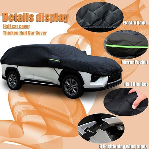Hail Protection Car Cover Custom Fit for Nissan Rogue SUV 2021-2025 Half Cover丨Anti-Hail Car Tarpaulin Durable Snowproof Waterproof with Storage Bag & Mirror Pocket in Saudi Arabia