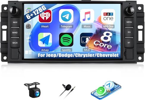 [2+64G] ستيريو سيارة Android 13 لسيارة Jeep Wrangler JK/Dodge RAM/Chrysler 300C/Chevrolet مع Carplay اللاسلكي وAndroid Auto، راديو سيارة بشاشة لمس 7 بوصة مع BT FM/RDS HiFi WiFi GPS Dual USB+كاميرا احتياطية in Kuwait