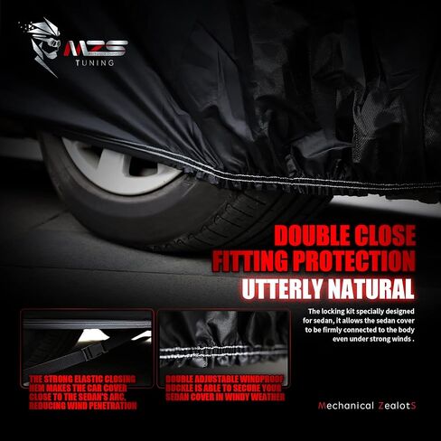 غطاء سيارة MZS Hatchback للسيارات، غطاء حماية مقاوم للماء لجميع الأحوال الجوية يناسب ما يصل إلى 171 بوصة هاتشباك، أغطية خارجية كاملة بلونين مع فتحات مقاومة للرياح والشمس وإبزيم قابل للتعديل in Saudi Arabia