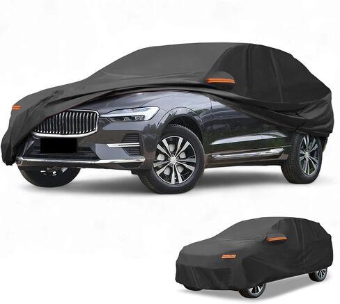 Car Cover Waterproof All Weather Sun Rain Protection Full Exterior Cover for Volvo XC60 190T-PU Black with Left Side Zippers in Saudi Arabia