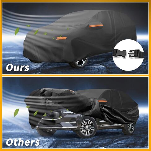 Car Cover Waterproof All Weather Sun Rain Protection Full Exterior Cover for Volvo XC60 190T-PU Black with Left Side Zippers in Saudi Arabia