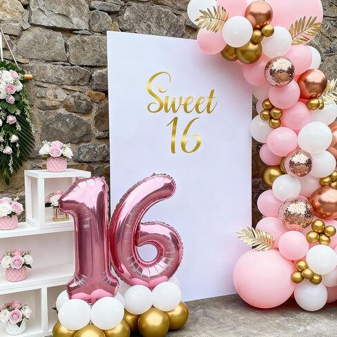 Sweet 16 Party Decorations 16th Birthday Decorations for Boys Girls Large Sweet 16 Sign for Backdrop Sweet 16 Decals for Arch Sweet 16 Stickers Gold 16th Birthday Wall Decal in Kuwait