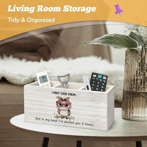 منظم حامل أقلام بومة مضحكة لملحقات المكتب، قد أبدو هادئًا ومضحكًا صندوق خشبي لافتة ديكورات مكتب لغرفة النوم المنزلية وديكور المكتب، هدايا لمحبي البومة للنساء in Kuwait