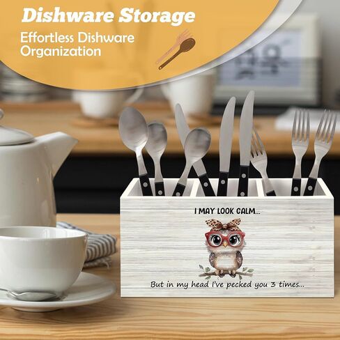 منظم حامل أقلام بومة مضحكة لملحقات المكتب، قد أبدو هادئًا ومضحكًا صندوق خشبي لافتة ديكورات مكتب لغرفة النوم المنزلية وديكور المكتب، هدايا لمحبي البومة للنساء in Kuwait