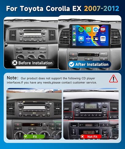 【2+64G】 لسيارة Toyota Corolla EX E120 E130 2007-2012 ستيريو راديو السيارة أندرويد، Carplay اللاسلكي Android Auto 9 بوصة شاشة تعمل باللمس بلوتوث مستقبل صوت السيارة يدعم نظام تحديد المواقع واي فاي كاميرا احتياطية FM/RDS HiFi SWC in Saudi Arabia
