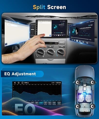 【2+64G】 لسيارة Toyota Corolla EX E120 E130 2007-2012 ستيريو راديو السيارة أندرويد، Carplay اللاسلكي Android Auto 9 بوصة شاشة تعمل باللمس بلوتوث مستقبل صوت السيارة يدعم نظام تحديد المواقع واي فاي كاميرا احتياطية FM/RDS HiFi SWC in Saudi Arabia