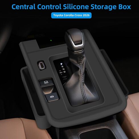 غطاء ناقل الحركة من السيليكون لسيارة تويوتا كورولا كروس 2025 2026، غطاء لوحة التحول مع جيبين للتخزين، مقاوم للانزلاق ومقاوم للخدش، منظم وحدة التحكم المركزية الداخلية (ولا لتويوتا كورولا) in Kuwait