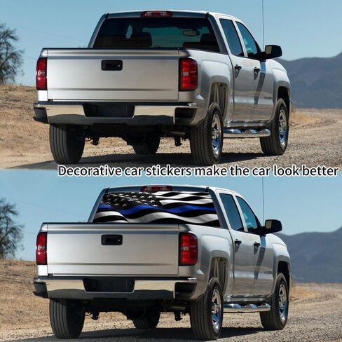 Rear Window Decals for Trucks - 65x17.3 in Back Window American Flag Decals Fit Most Pickup Trucks SUV, Vinyl Back Window Decal Truck Rear Window Graphics for Personalized in Kuwait