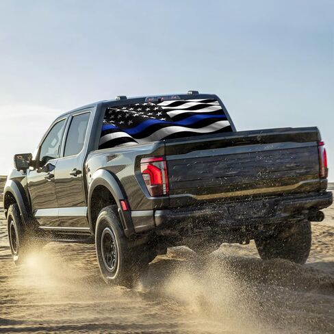 Rear Window Decals for Trucks - 65x17.3 in Back Window American Flag Decals Fit Most Pickup Trucks SUV, Vinyl Back Window Decal Truck Rear Window Graphics for Personalized in Kuwait