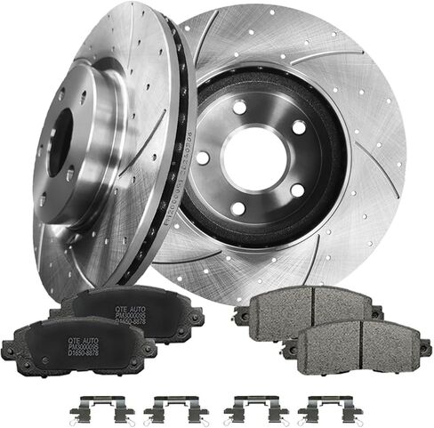 PM Auto Set of 6 Front Drilled Slotted Brake Disc Rotors 296mm-Ceramic Brake Pad Kit For 2013-2017 Nissan Altima in Saudi Arabia