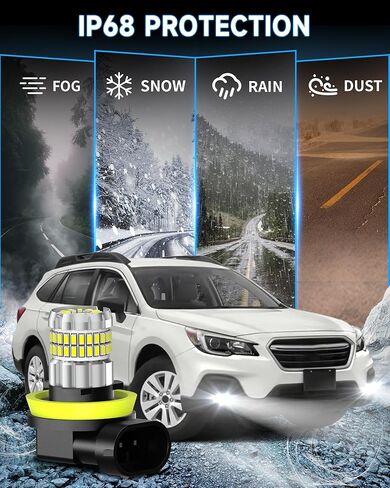 مناسب لمصابيح الضباب Subaru Outback 2010-2019 أو DRL، مصابيح ضباب فائقة السطوع 13000LM 360 درجة، 6000K أبيض بارد مطور 4014 رقاقة مصباح ضباب، حزمة من 2 in Kuwait