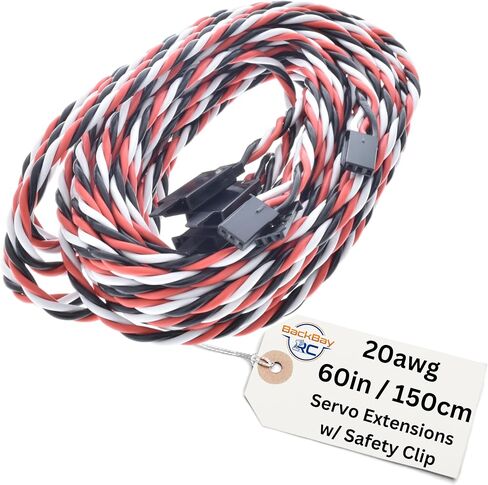 BackBayRC - 20awg Twisted Servo Extension Cable w/Safety Clip - 100 Strands for RC Vehicles, Drones, E-Bikes - 7 Lengths / 5 Wires per Pack (30CM / 12in) in Saudi Arabia