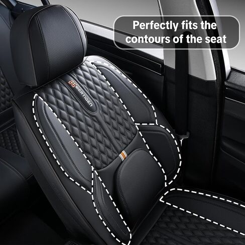 Car Seat Cover for Subaru Legacy 2010-2024, Black Car Seat Covers, Faux Leather, 5 Seats Full Set, Waterproof, with Lumbar Support, Suitable for All Seasons, Beautify The Interior of Old Cars in Saudi Arabia