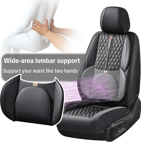 Car Seat Cover for Subaru Legacy 2010-2024, Black Car Seat Covers, Faux Leather, 5 Seats Full Set, Waterproof, with Lumbar Support, Suitable for All Seasons, Beautify The Interior of Old Cars in Saudi Arabia