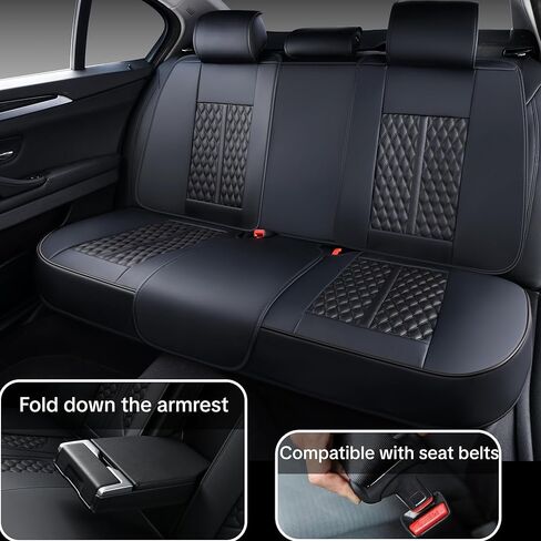 Car Seat Cover for Subaru Legacy 2010-2024, Black Car Seat Covers, Faux Leather, 5 Seats Full Set, Waterproof, with Lumbar Support, Suitable for All Seasons, Beautify The Interior of Old Cars in Saudi Arabia