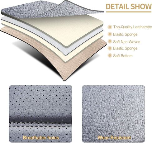 أغطية مقاعد السيارة الجلدية من AOOG، غطاء سيارة جلدي للسيارات شاحنة بيك اب سيارات الدفع الرباعي، غطاء سيارة عالمي غير قابل للانزلاق وإكسسوارات داخلية مقاومة للماء، مجموعة كاملة، رمادي in Kuwait