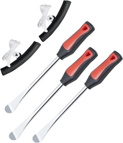 ROTATION 11.5 inch Steel Tire Spoon Lever Iron Tool Kit, Professional Tire Changing Tool for Motorcycle, Dirt Bike, Lawn Mower, 3 pcs Tire Spoons, 2 Rim Protector | 5-Piece Set in Saudi Arabia