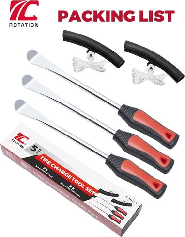 ROTATION 11.5 inch Steel Tire Spoon Lever Iron Tool Kit, Professional Tire Changing Tool for Motorcycle, Dirt Bike, Lawn Mower, 3 pcs Tire Spoons, 2 Rim Protector | 5-Piece Set in Saudi Arabia