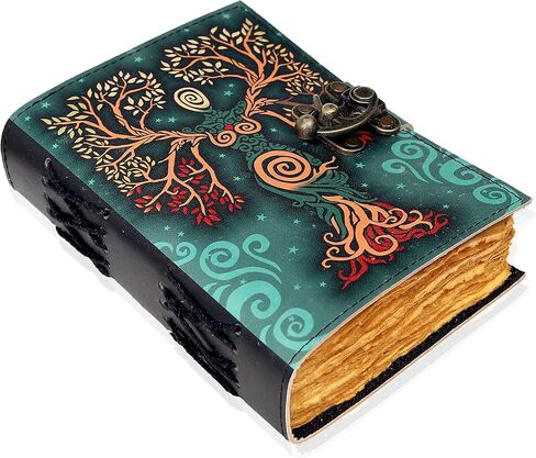 Blank Spell Book Of Shadows Journal With Lock Clasp Prop hocus pocus Vintage Handmade Leather Diary Embossed Prayer Pagan Antique Witchcraft Wiccan Notebook Daily 7 X 5 Inches hocus (multicolour buff) in Saudi Arabia