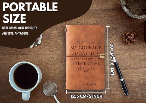 InnoBeta Jane Austen Gifts Journal Pen Set, Pride and Prejudice Gifts, 7.8"x5" Faux Leather Embossed Refillable Notebook for Birthday, Christmas - Courage in Saudi Arabia