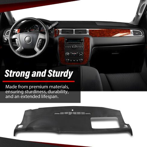 غطاء غطاء لوحة القيادة المصبوب من CHEDA متوافق مع 2007-2014 Chevy Tahoe Avalanche Suburban GMC Yukon/متوافق مع 07-13 Silverado Sierra (أسود) in Saudi Arabia