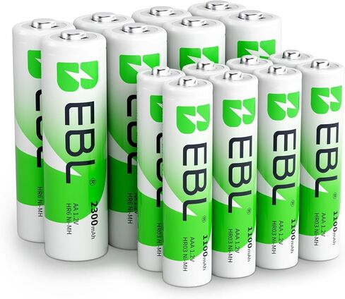 EBL AA AAA Batteries Combo 16 Sets with 8PCS AA 2300mAh and 8-Count AAA 1100mAh Rechargeable Batteries in Kuwait