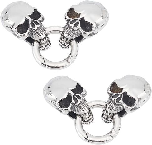 UNICRAFTALE 2Pcs Spring Gate Rings 304 Stainless Steel Tibetan Style Skull Spring Clasps Antique Silver 13mm Inner Diameter Carabiner Keyring Skeleton Snap Rings Buckle for Decoration Keychain Making in Saudi Arabia