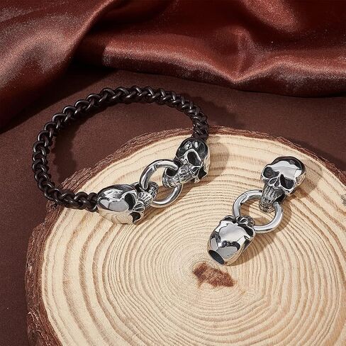 UNICRAFTALE 2Pcs Spring Gate Rings 304 Stainless Steel Tibetan Style Skull Spring Clasps Antique Silver 13mm Inner Diameter Carabiner Keyring Skeleton Snap Rings Buckle for Decoration Keychain Making in Saudi Arabia