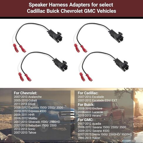 4 قطع من أسلاك مكبر الصوت للباب 72-4568 كابل سلك مكبر الصوت متوافق مع تشيفي جي إم سي بويك سيلفرادو سييرا سوبربان يوكون كولورادو موصل الباب الخلفي الأمامي لصوت السيارة in Kuwait