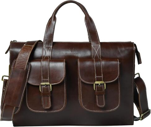 Premium Leather Messenger Bag for Men Handmade Full Grain Briefcase with 14 Inch Laptop Compartment, Luxury Crossbody Shoulder Satchel for Office, Business & Travel in Saudi Arabia