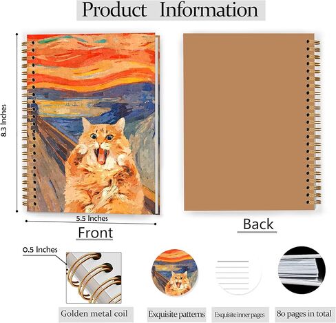Funny Black Cat Notebook, Gifts for Cats Lovers, Vintage Japanese Kitten Eating Ramen Noodle Journal, Cat Office Supplies, Spiral Notebook Journal 5.5x8.3 in Saudi Arabia