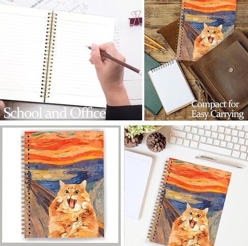 Funny Black Cat Notebook, Gifts for Cats Lovers, Vintage Japanese Kitten Eating Ramen Noodle Journal, Cat Office Supplies, Spiral Notebook Journal 5.5x8.3 in Saudi Arabia