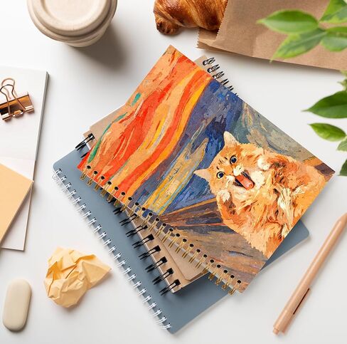 Funny Black Cat Notebook, Gifts for Cats Lovers, Vintage Japanese Kitten Eating Ramen Noodle Journal, Cat Office Supplies, Spiral Notebook Journal 5.5x8.3 in Saudi Arabia