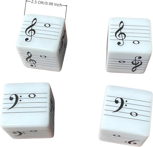 Piano Theory Chart and Large 25mm Music Theory Dice for Beginner Learner Learning Music, Educational Game for Quick Memorization & Fun Learning (4pcs Dice and Piano Theory Chart) in Saudi Arabia
