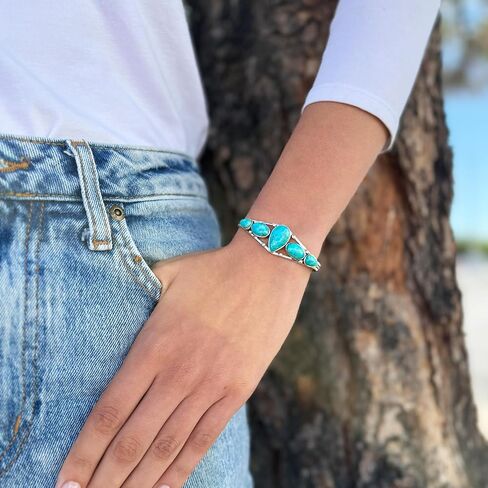 Turquoise Bracelet Sterling Silver 925 Genuine Turquoise Cuff Bracelet in Saudi Arabia