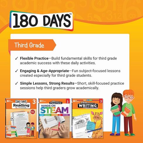 180 Days™ Writing for 3rd Grade Practice Workbook for Classroom and Home, Cool and Fun Practice Created by Teachers in Saudi Arabia